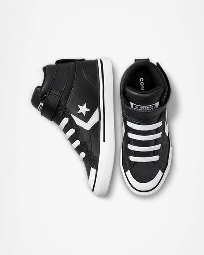 Converse Pro Blaze Strap Leather Kids' Sneakers Black / White NZ | C-95678439