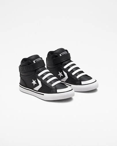 Converse Pro Blaze Strap Leather Kids' Sneakers Black / White NZ | C-95678439