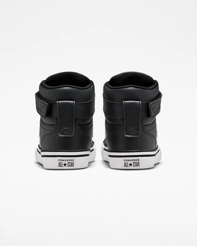 Converse Pro Blaze Strap Leather Kids' Sneakers Black / White NZ | C-95678439