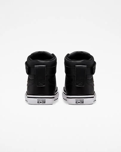 Converse Pro Blaze Strap Leather Kids' Sneakers Black / White NZ | C-54917029