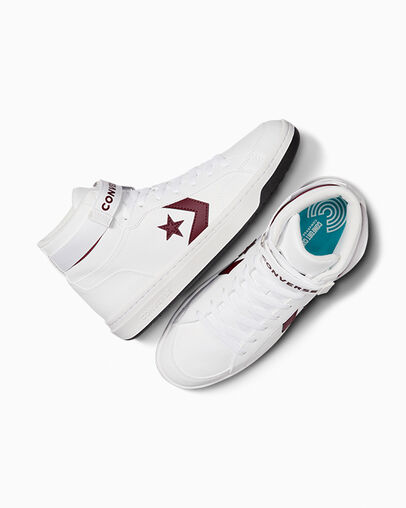 Converse Pro Blaze V2 Leather Men Basketball Shoes White / Pink NZ | C-96437589