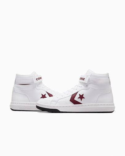 Converse Pro Blaze V2 Leather Men Basketball Shoes White / Pink NZ | C-96437589