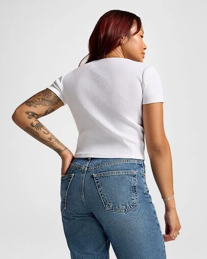 Converse Ribbed Slim Women T Shirts White NZ | C-49027159