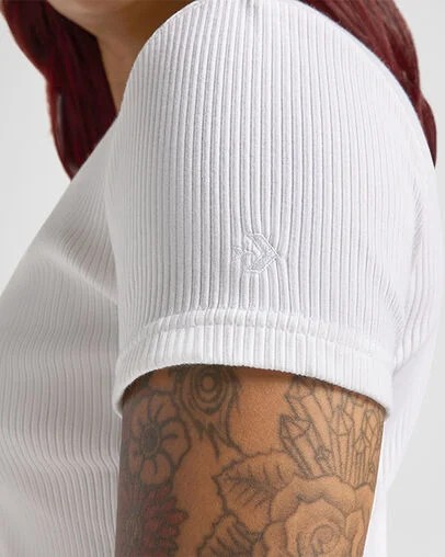 Converse Ribbed Slim Women T Shirts White NZ | C-49027159