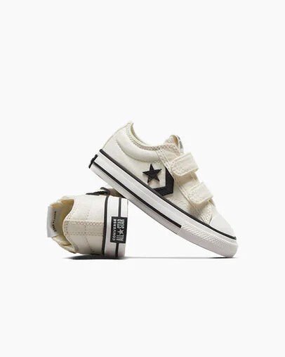 Converse Star Player 76 Easy-On Kids' Canvas Shoes White / Black NZ | C-63824759