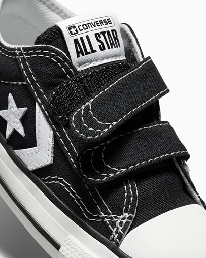 Converse Star Player 76 Easy-On Kids' Canvas Shoes Black / White NZ | C-23167809