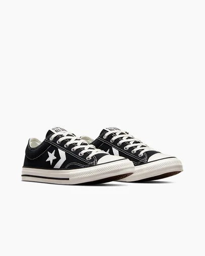 Converse Star Player 76 Foundational Kids' Canvas Shoes Black / White NZ | C-78421369
