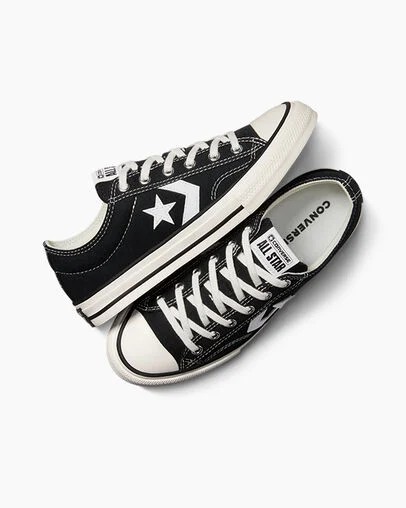 Converse Star Player 76 Foundational Kids' Canvas Shoes Black / White NZ | C-78421369