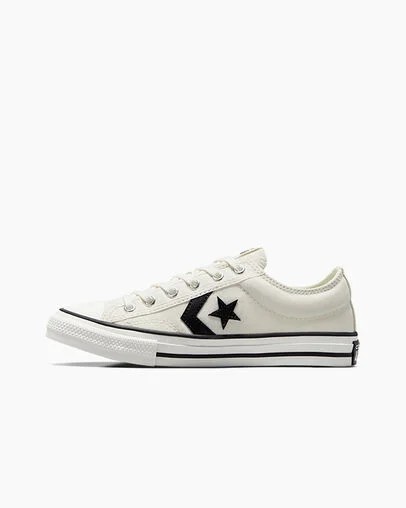 Converse Star Player 76 Foundational Kids' Canvas Shoes White / Black NZ | C-21304869