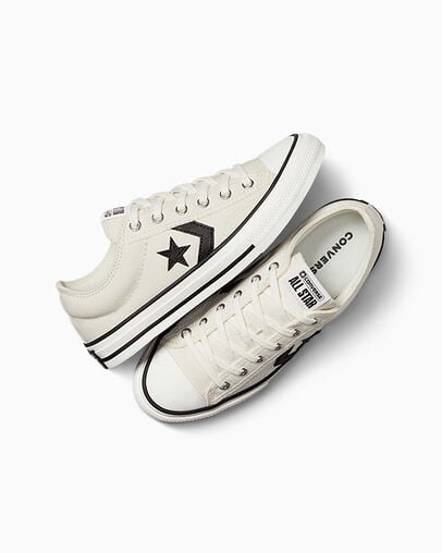 Converse Star Player 76 Foundational Kids' Canvas Shoes White / Black NZ | C-21304869