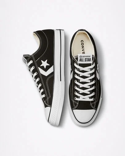 Converse Star Player 76 Premium Men Canvas Shoes Black / White NZ | C-35296089