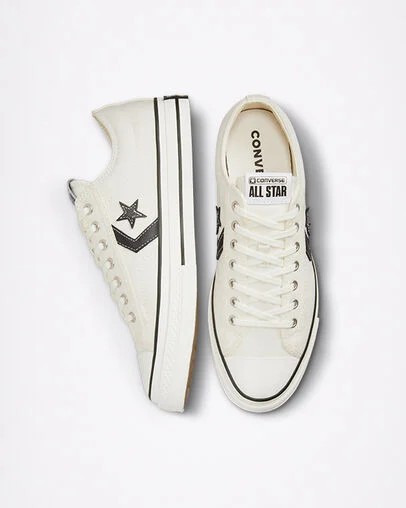 Converse Star Player 76 Premium Men Canvas Shoes White / Black NZ | C-62137959