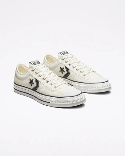 Converse Star Player 76 Premium Men Canvas Shoes White / Black NZ | C-62137959