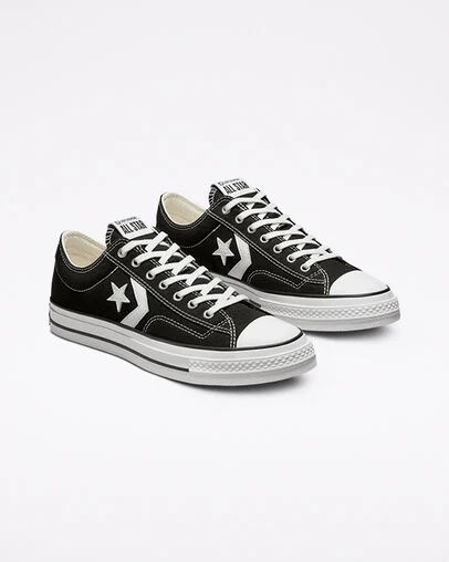 Converse Star Player 76 Premium Men Canvas Shoes Black / White NZ | C-28165499