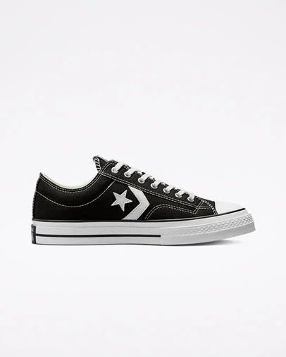 Converse Star Player 76 Premium Men Canvas Shoes Black / White NZ | C-28165499