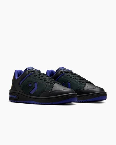 Converse Weapon Leather Men Basketball Shoes Black / Purple / Black NZ | C-30265879