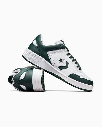 Converse Weapon Leather Men Basketball Shoes White / Deep Turquoise NZ | C-30914659