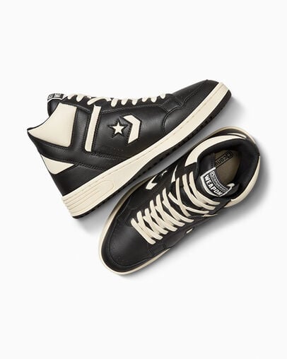 Converse Weapon Leather Men Boots Black / Beige White / Black NZ | C-31274509