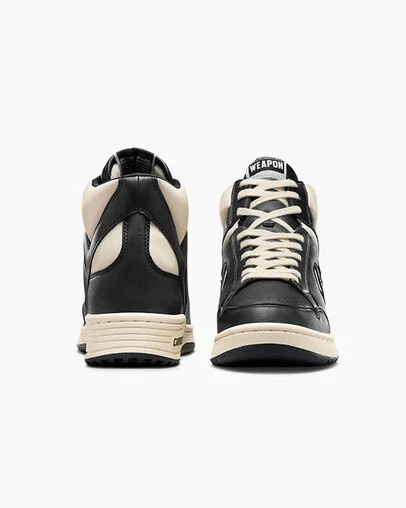Converse Weapon Leather Men Boots Black / Beige White / Black NZ | C-31274509