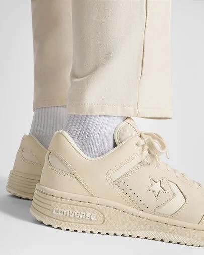 Converse Weapon Leather Women Basketball Shoes Light Beige NZ | C-87469329