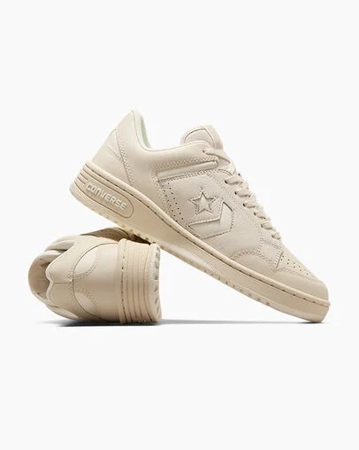 Converse Weapon Leather Women Basketball Shoes Light Beige NZ | C-87469329