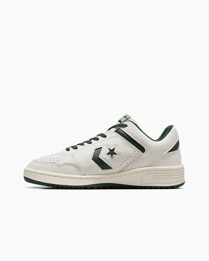 Converse Weapon Leather Women Basketball Shoes Green / White NZ | C-02731989