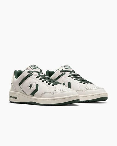 Converse Weapon Leather Women Basketball Shoes Green / White NZ | C-02731989