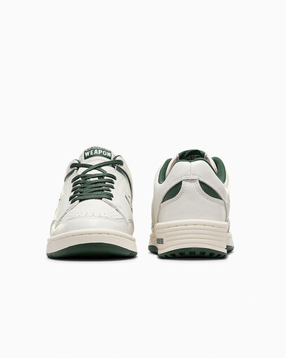 Converse Weapon Leather Women Basketball Shoes Green / White NZ | C-02731989