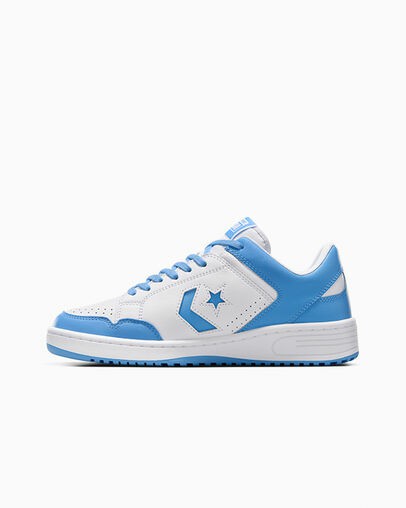 Converse Weapon Leather Women Basketball Shoes White / Blue NZ | C-67304159