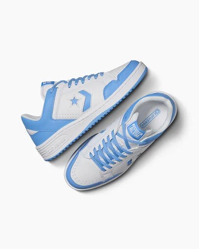 Converse Weapon Leather Women Basketball Shoes White / Blue NZ | C-67304159