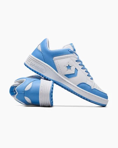 Converse Weapon Leather Women Basketball Shoes White / Blue NZ | C-67304159