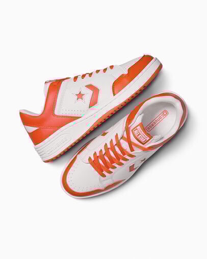 Converse Weapon Leather Women Basketball Shoes White / Orange NZ | C-30542769