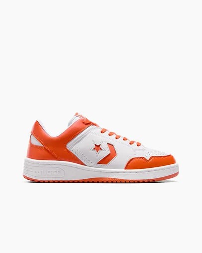 Converse Weapon Leather Women Basketball Shoes White / Orange NZ | C-30542769