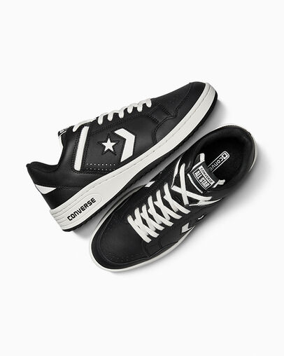 Converse Weapon Leather Women Basketball Shoes Black / White NZ | C-10285739