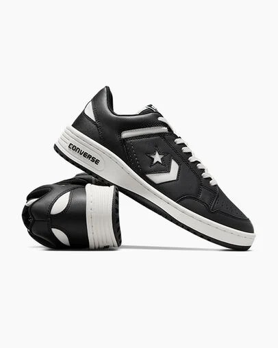 Converse Weapon Leather Women Basketball Shoes Black / White NZ | C-10285739