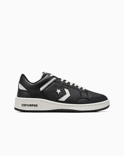 Converse Weapon Leather Women Basketball Shoes Black / White NZ | C-10285739