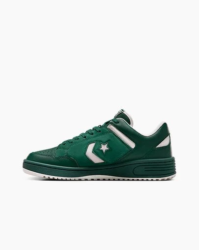 Converse Weapon Leather Women Basketball Shoes Green NZ | C-01659479