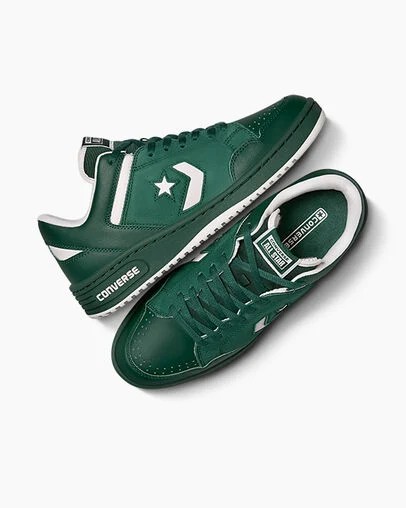Converse Weapon Leather Women Basketball Shoes Green NZ | C-01659479