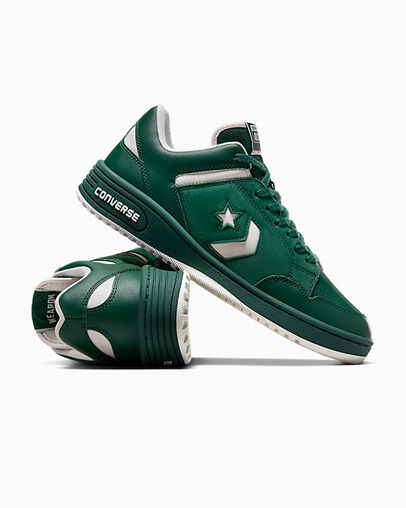 Converse Weapon Leather Women Basketball Shoes Green NZ | C-01659479