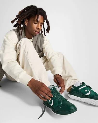 Converse Weapon Leather Women Basketball Shoes Green NZ | C-01659479