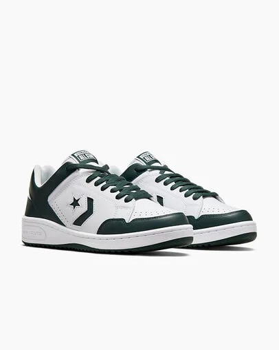 Converse Weapon Leather Women Basketball Shoes White / Deep Turquoise NZ | C-67051499