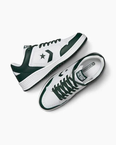 Converse Weapon Leather Women Basketball Shoes White / Deep Turquoise NZ | C-67051499