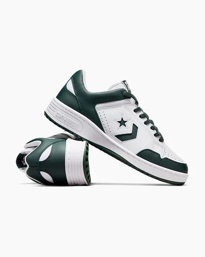 Converse Weapon Leather Women Basketball Shoes White / Deep Turquoise NZ | C-67051499