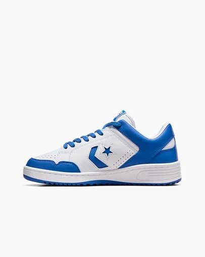 Converse Weapon Leather Women Basketball Shoes White / Blue NZ | C-69403289