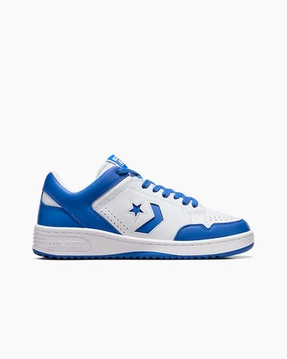 Converse Weapon Leather Women Basketball Shoes White / Blue NZ | C-69403289