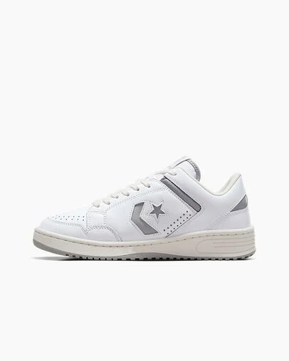 Converse Weapon Leather Women Basketball Shoes White / Grey NZ | C-78063499