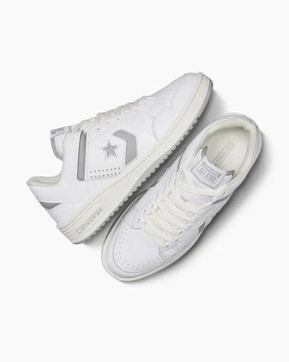 Converse Weapon Leather Women Basketball Shoes White / Grey NZ | C-78063499